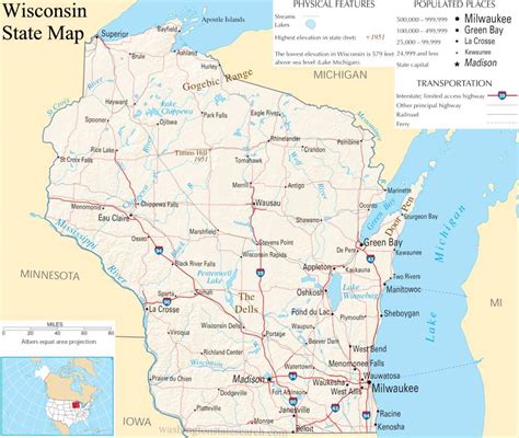 Map Wisconsin On A Map Of USA